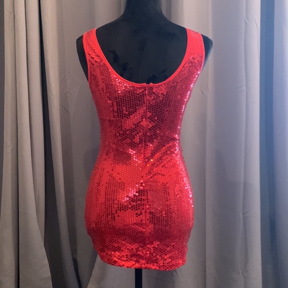 SUPER SEX bright red sequin party dress. BRAND NEW perfect condition w/ g-string - Picture 2 of 7